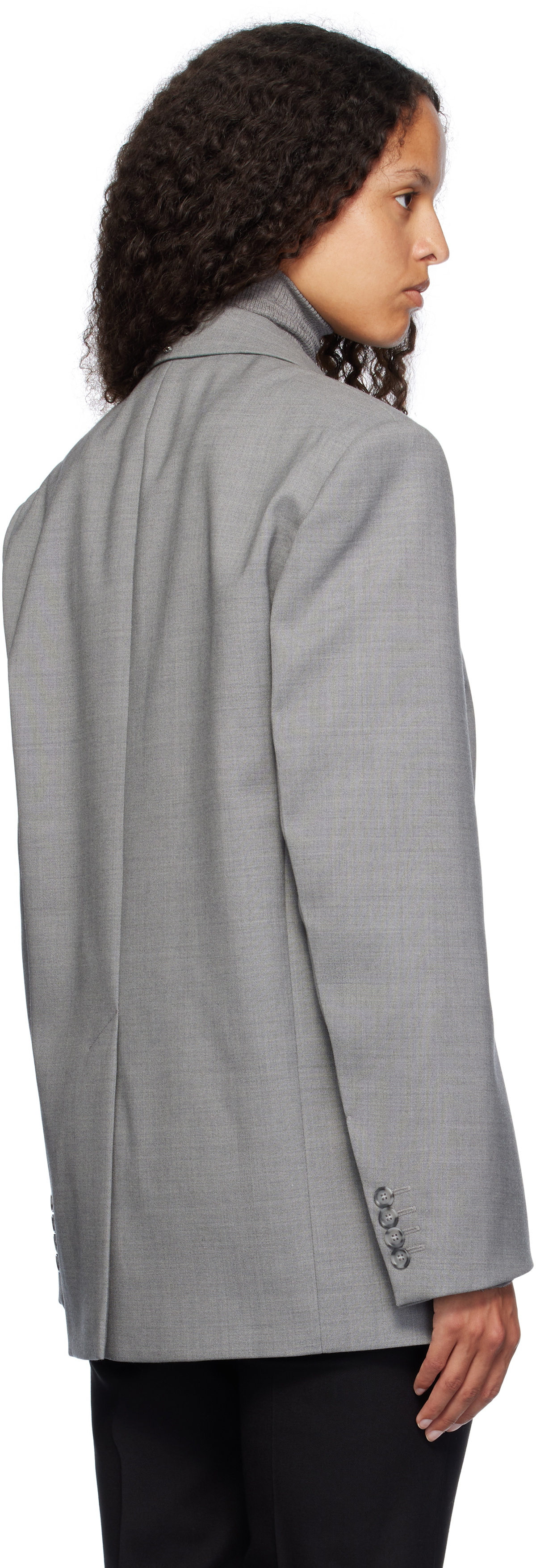 ジャケット Sportmax Grey Wool Baffo Blazer SPORTMAX Baffo Single Breast Stretch Wool Blazer Sportmax