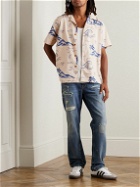 Nudie Jeans - Arvid Convertible-Collar Printed Cotton Shirt - Neutrals