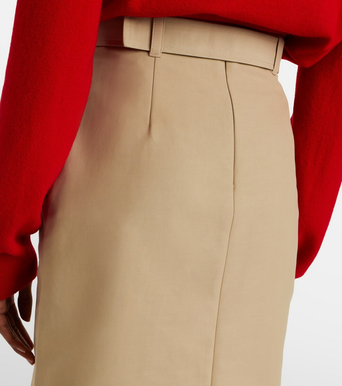 Moncler Belted cotton pencil skirt