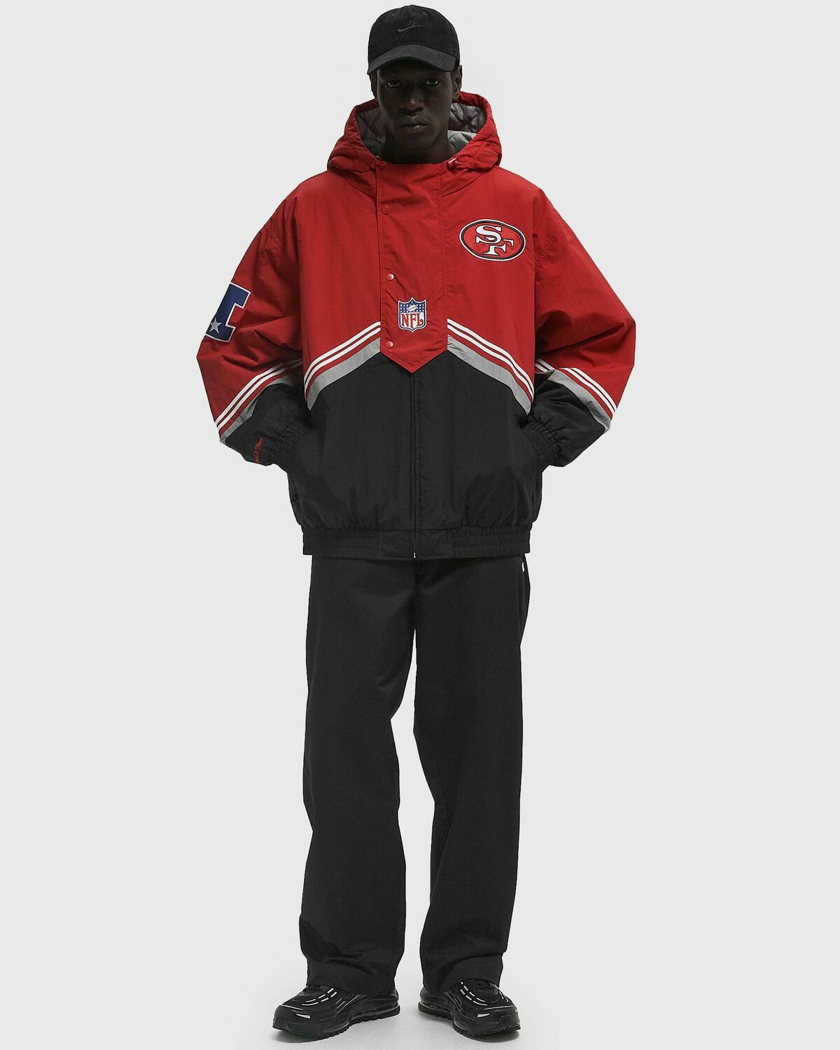 Mitchell & Ness NFL THROW IT BACK RETRO JACKET VINTAGE LOGO SAN FRANCISCO 49ERS - Black - Mens - College Jackets/Team Jackets - 
