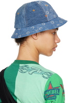 Marine Serre Blue Moonogram Denim Bucket Hat