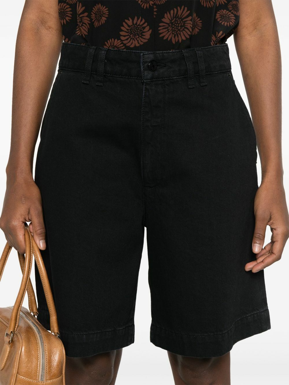 FRAME Black Organic Cotton Denim Shorts