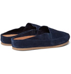 Mulo - Suede Backless Loafers - Navy