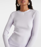 Courrèges Logo cutout ribbed-knit top