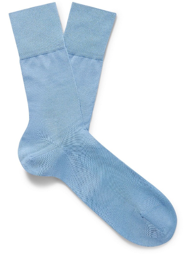 Photo: Falke - Tiago Stretch Cotton-Blend Socks - Blue