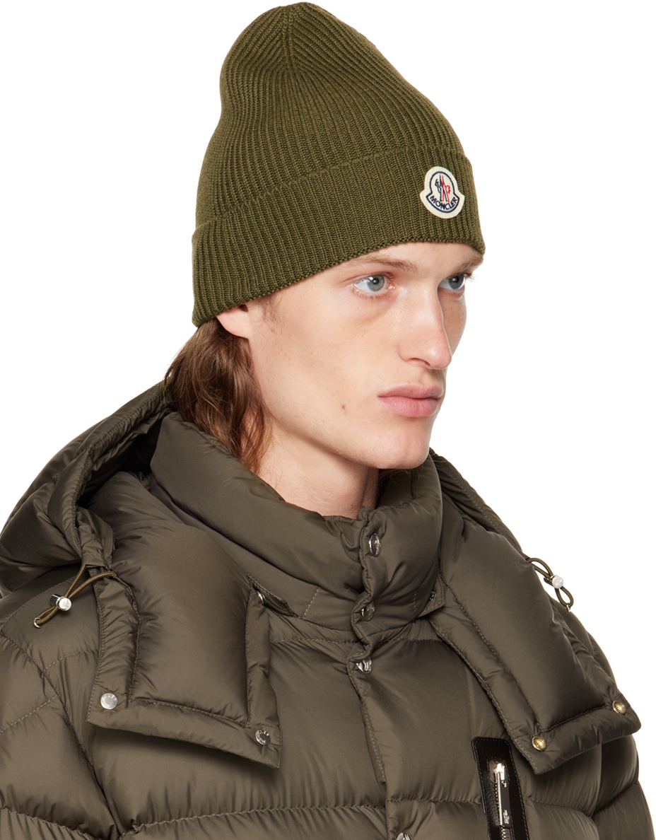 Moncler Green Rolled Brim Beanie Moncler