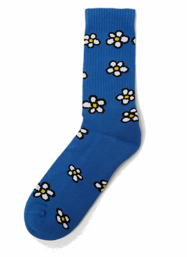 Photo: Floral Jacquard Socks in Blue