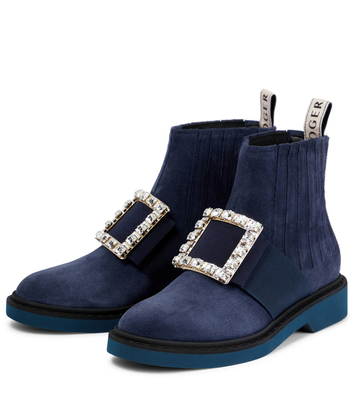 Roger Vivier Viv’ Rangers Strass suede Chelsea boots