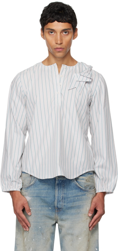 Photo: Ashley Williams Green Stripe Bow Shirt