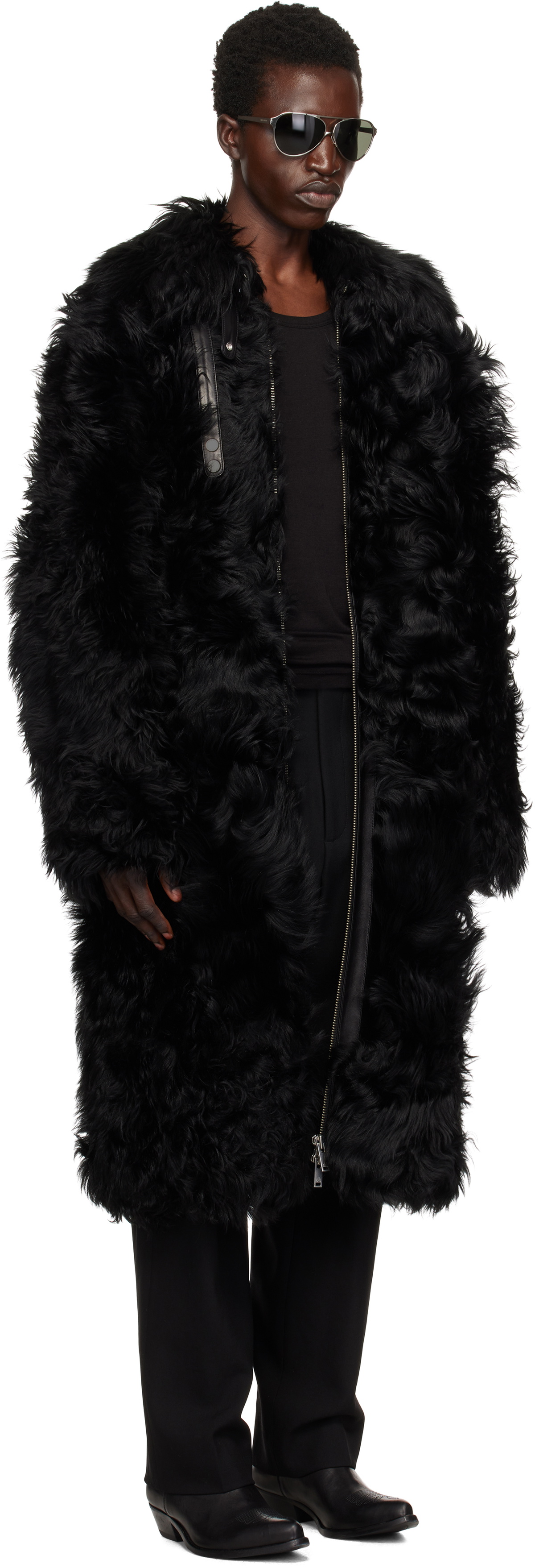 Moose Knuckles Black Efna Long Shearling Coat