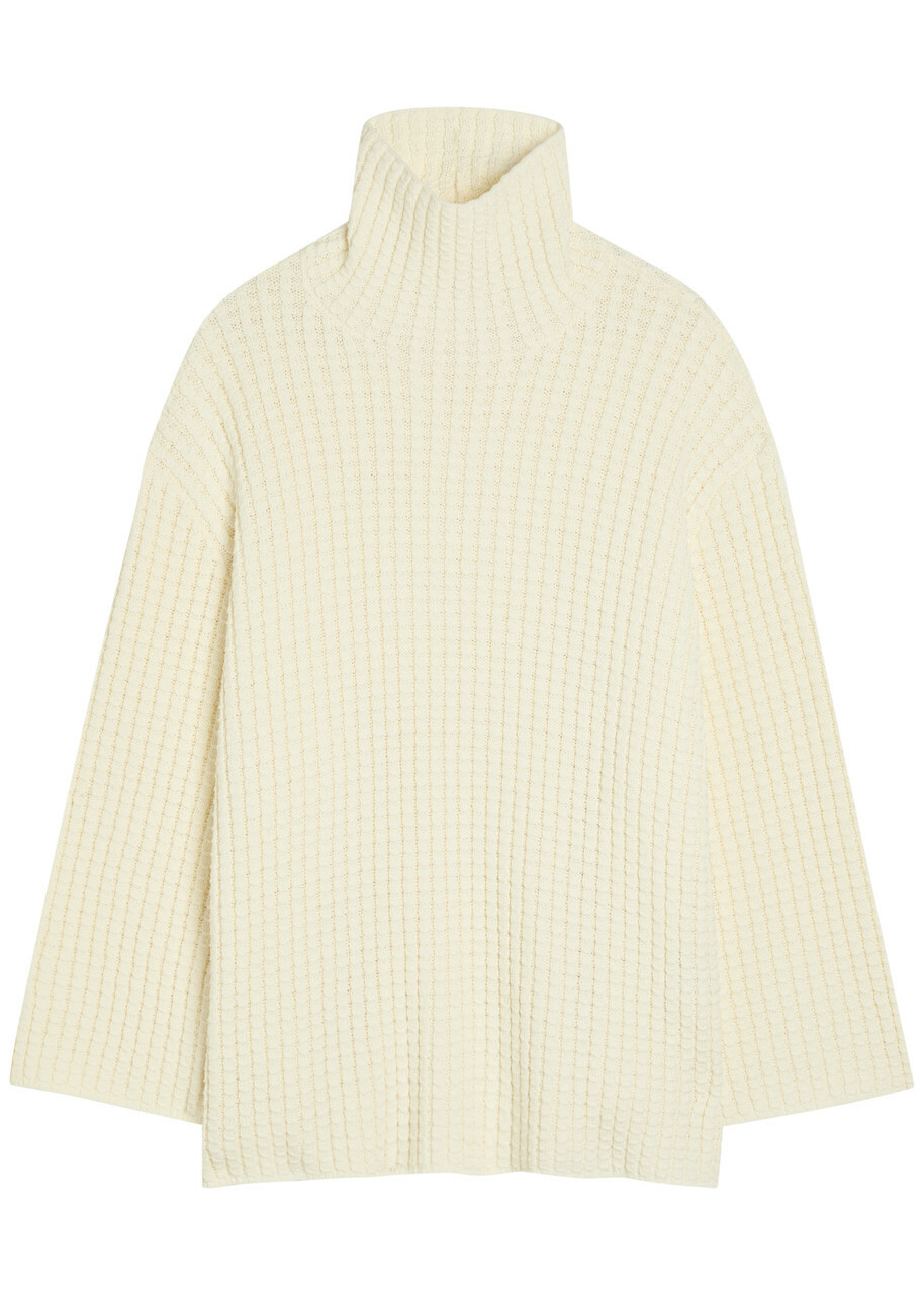 Toteme Whipstitch-knit Cotton-blend Jumper Off White