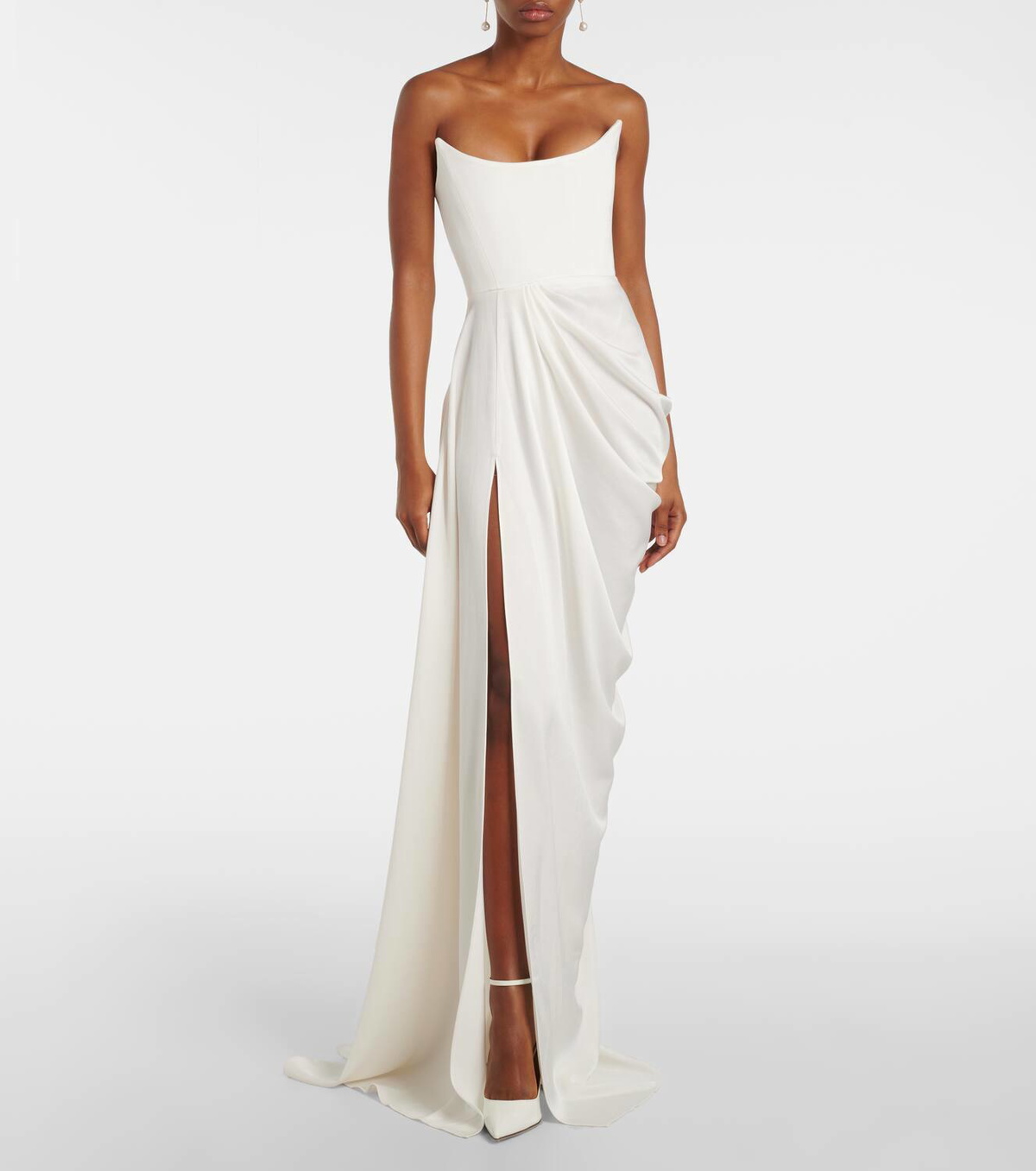 Alex Perry Bridal draped crpe bustier gown Alex Perry