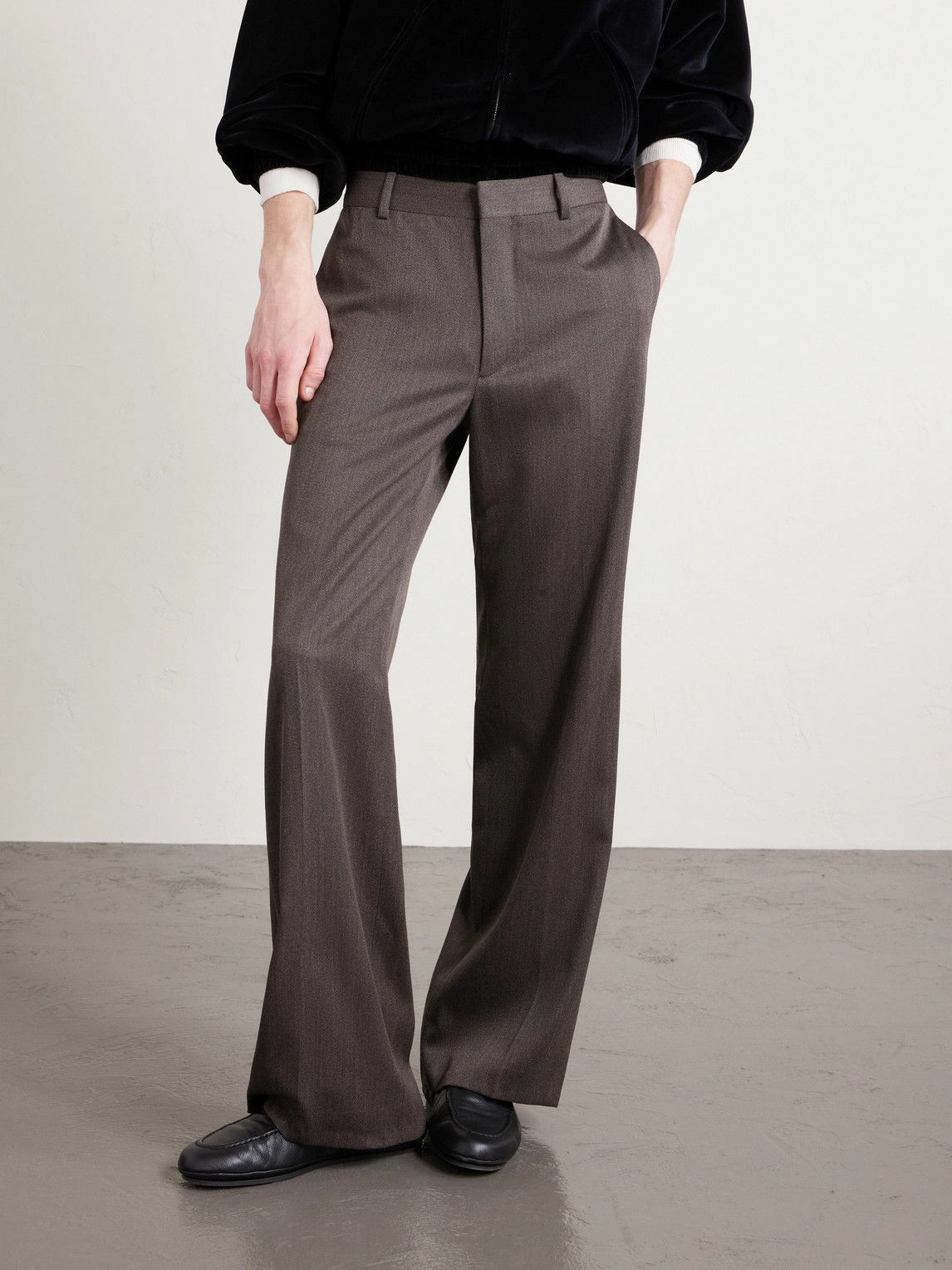 CELINE - Ethan Wide-Leg Wool-Gabardine Trousers - Brown