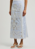 Lug Von Siga Rosalie Broderie Anglaise Cotton Poplin Midi Skirt Blue