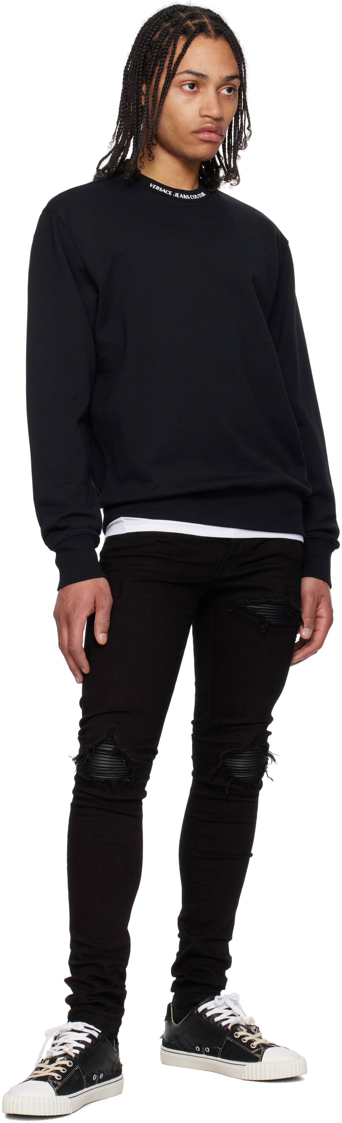 Versace Jeans Couture Black Logo Collar Sweatshirt