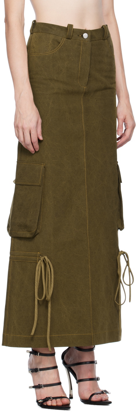 Lado Bokuchava Khaki Cargo Maxi Skirt