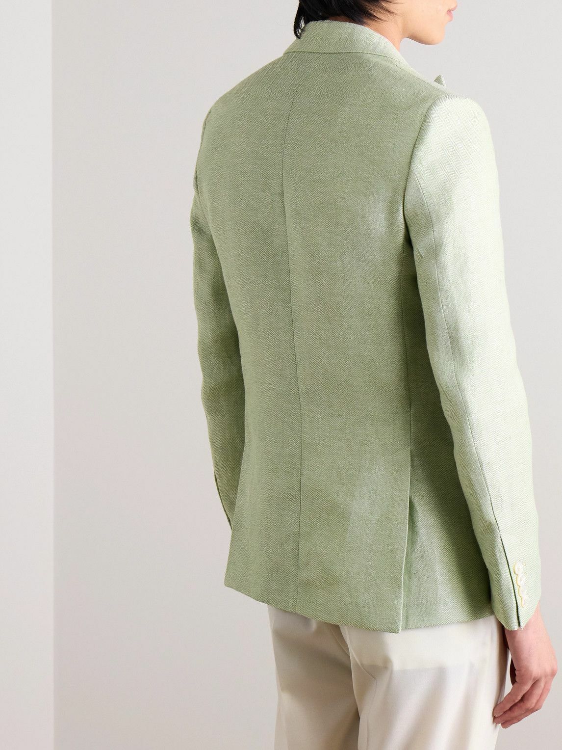 Favourbrook - Ebury Herringbone Linen and Silk-Blend Blazer - Green