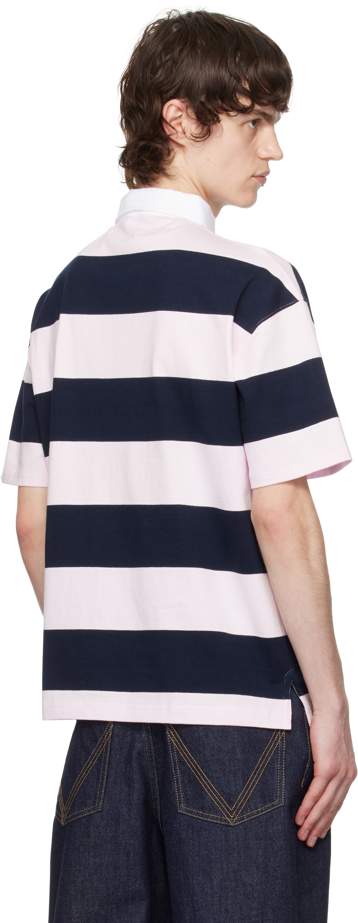 Coperni Pink & Navy Striped Polo