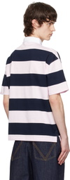 Coperni Pink & Navy Striped Polo