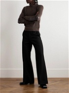 Raf Simons - Appliquéd Leather-Trimmed Virgin Wool Rollneck Sweater - Brown