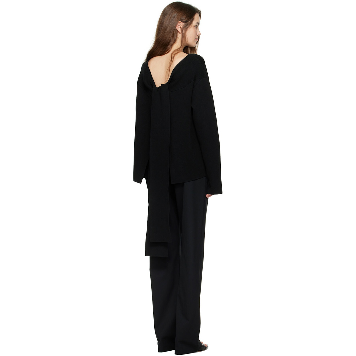 St. Agni Black Milano Knit Scarf Sweater