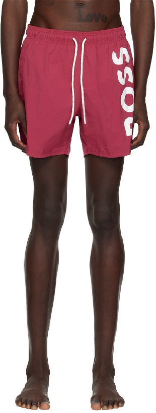 Photo: BOSS Pink Printed Swim Shorts