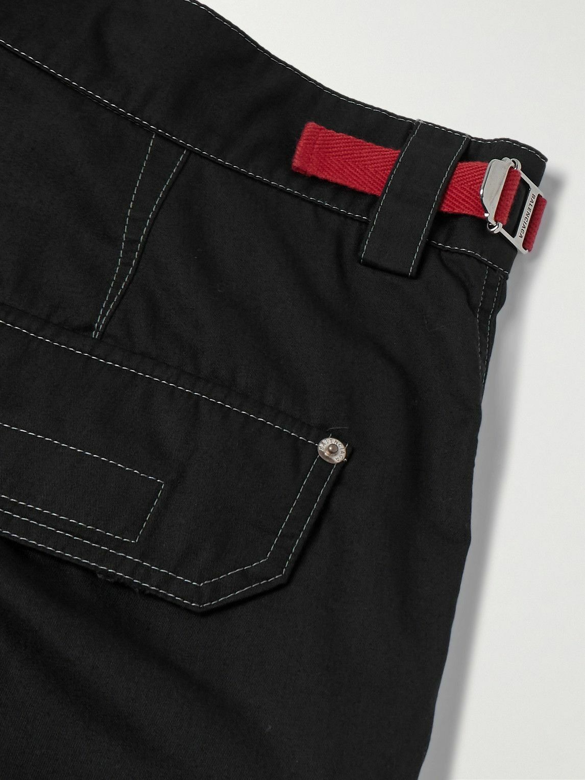 Balenciaga - Wide-Leg Convertible Logo-Embroidered Twill Cargo Trousers - Black