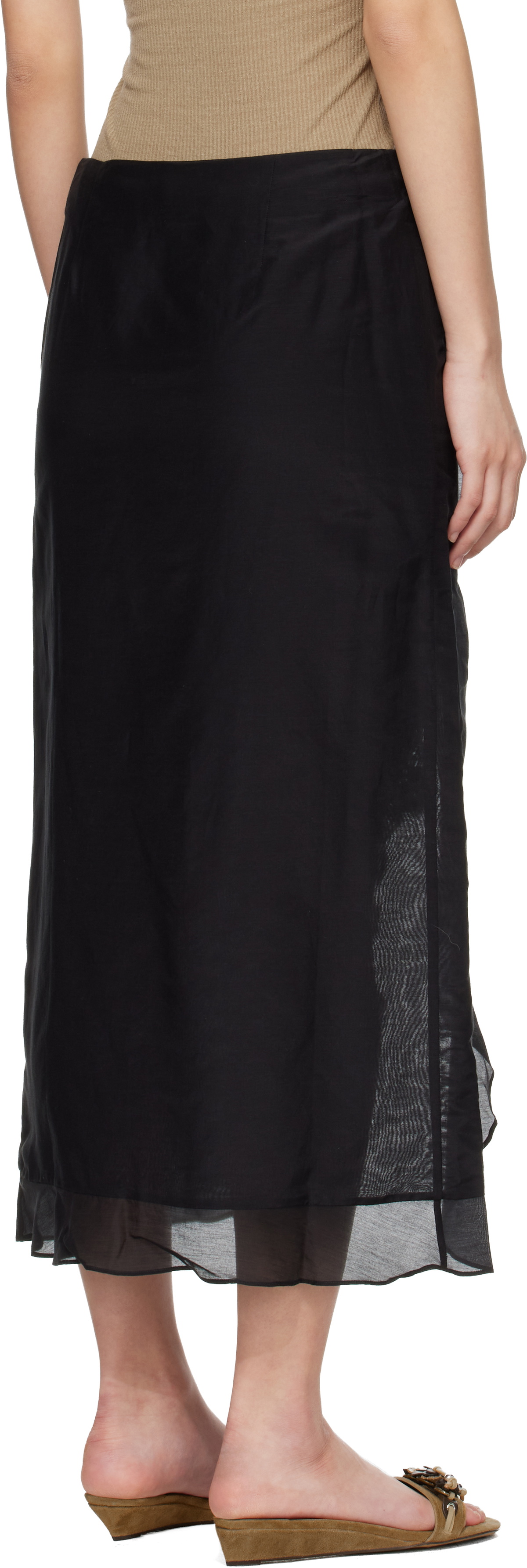 Isabel Marant Black Velina Crochet Cotton Silk Midi Skirt