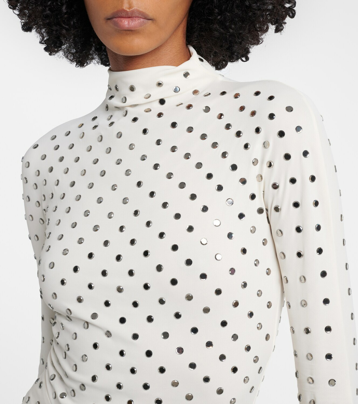 Alaïa Embellished gathered jersey maxi dress
