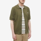 Fred Perry Men's Button Through Knitted Shirt in Uniform Green