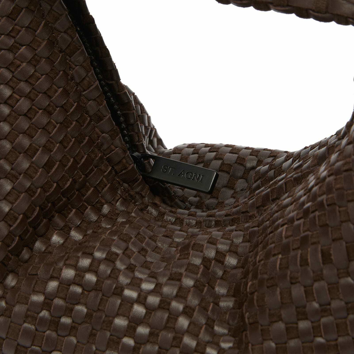 ST. Agni Women's Lattice Weave Mini Bon Bon Bag in Coffee 