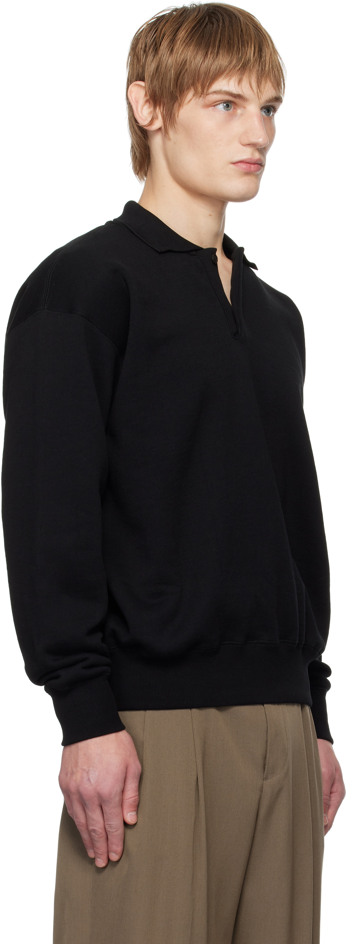 大人気！まとめ一覧 AURALEE Black Smooth Soft Sweat Polo Auralee トップス