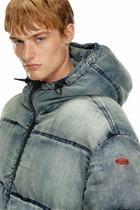 Diesel Puffer jacket in treated denim - Winter Jackets Mens in Blue