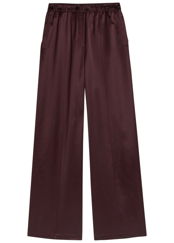 Photo: Tory Burch Pintuck Wide-leg Satin Trousers Dark Red