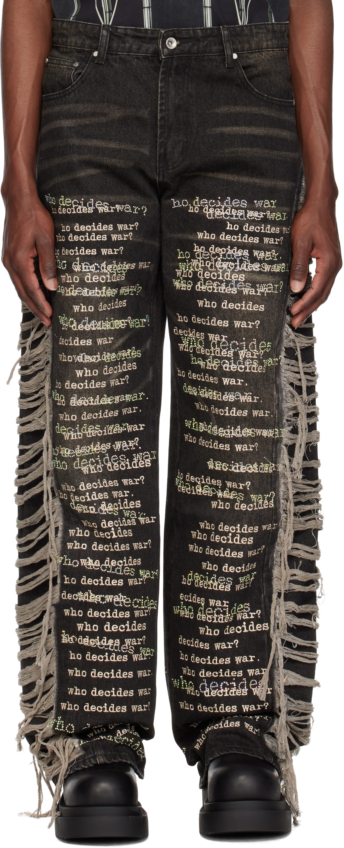 Who Decides War Black Ultra Flare Scripture Jeans WHO DECIDES WAR 