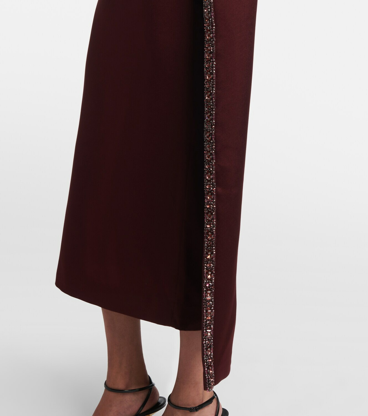 Roland Mouret Embellished caped satin crêpe midi dress