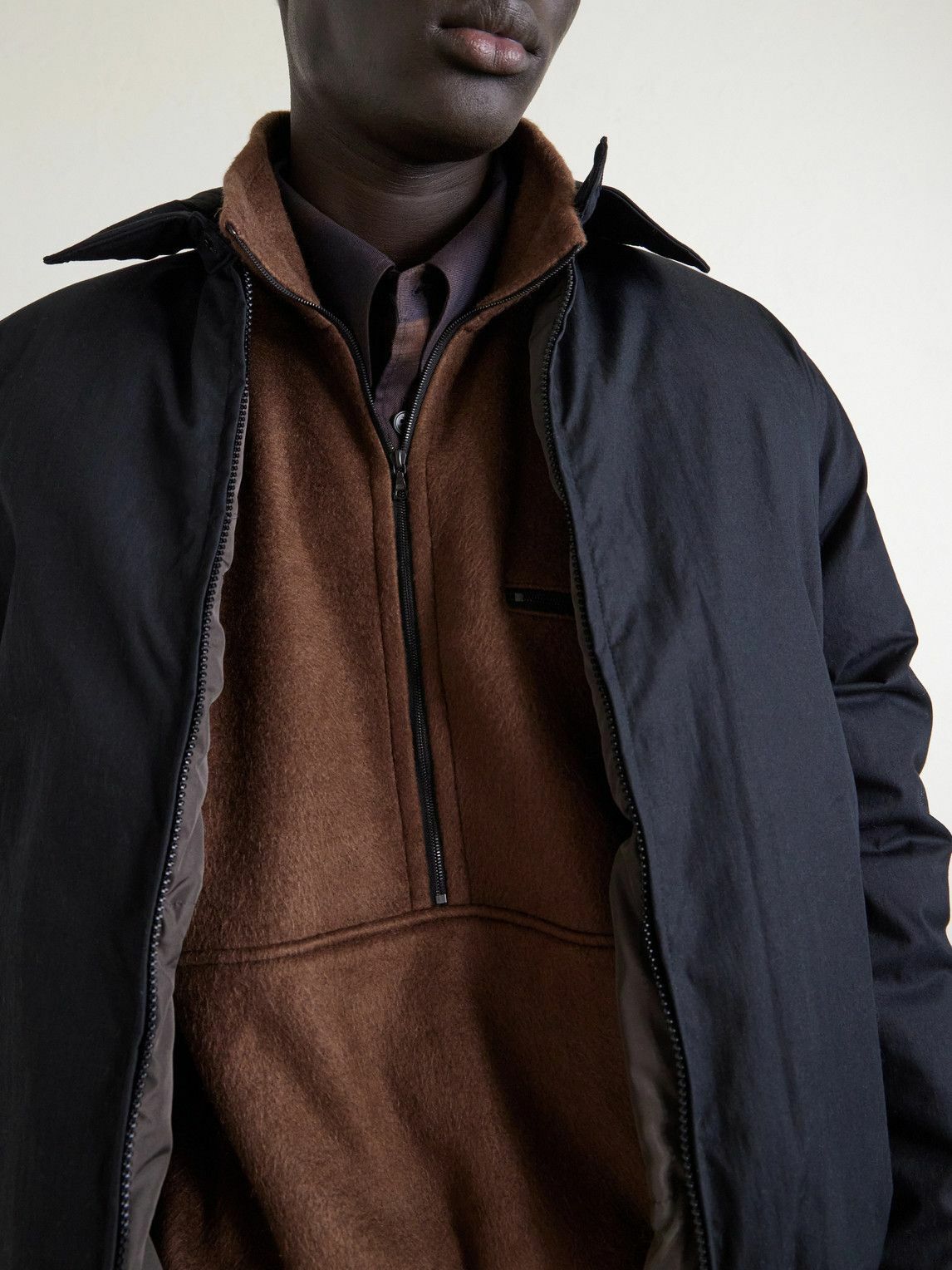 Auralee - Silk-Fleece Half-Zip Sweatshirt - Brown