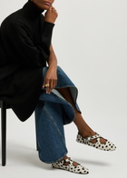 Alaïa Criss Cross Printed Calf-hair Ballet Flats Black And White