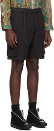 Maharishi Black Hemp Cargo Asym Track Shorts