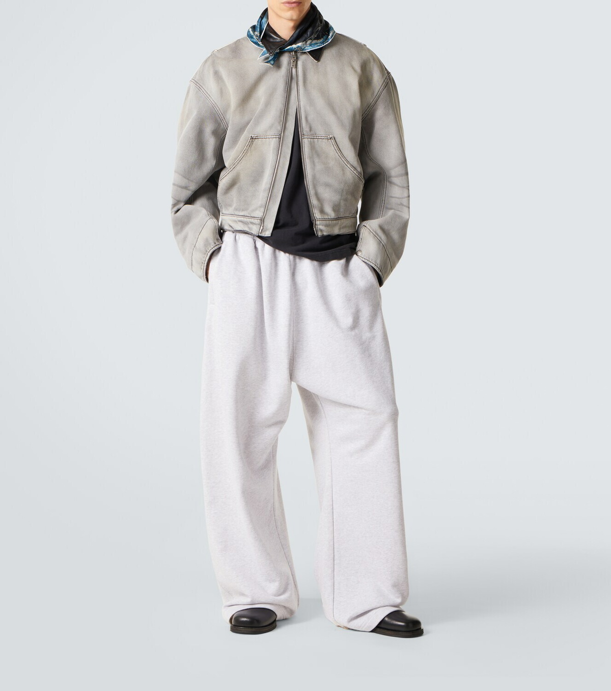 Acne Studios Leather-trimmed denim jacket