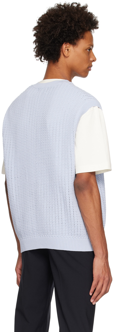 Solid Homme Blue V-Neck Vest