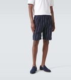 Brunello Cucinelli Chalk stripe linen, wool, and silk-blend shorts