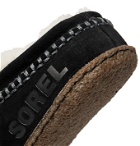 Sorel - Falcon Ridge II Logo-Print Faux Shearling-Lined Suede Slippers - Black