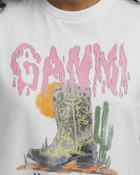 Ganni Basic Cotton Jersey Tee Boots Print White Womens Shortsleefe