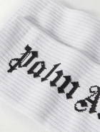 Palm Angels - Logo-Jacquard Ribbed Cotton-Blend Socks - White