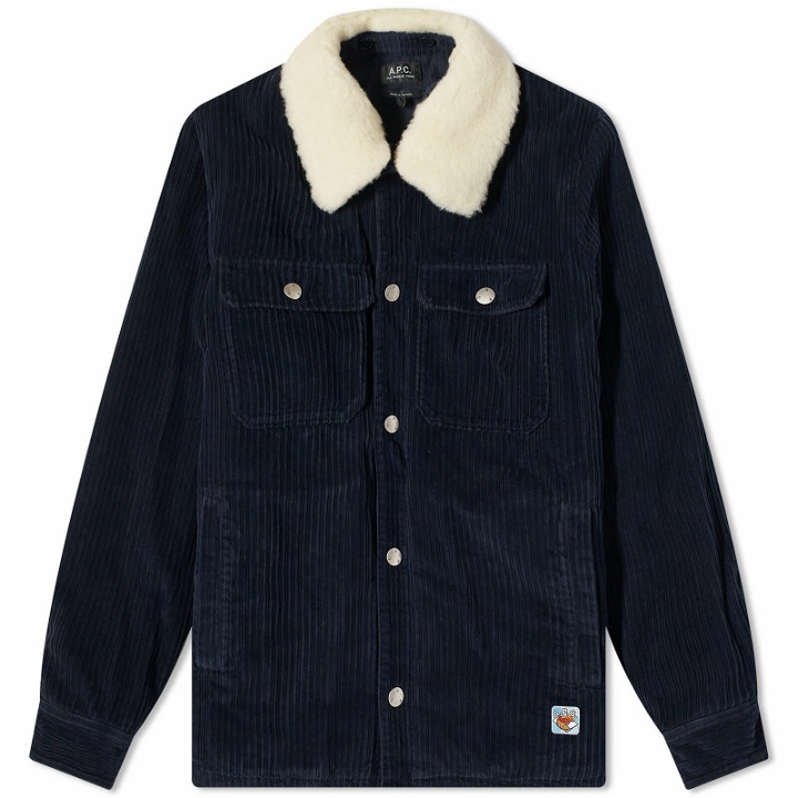 Photo: END. x A.P.C. Men's 'Coffee Club' Alenzo Velevt Cord Jacket in Marine