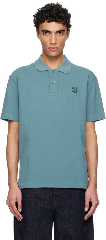 Photo: Maison Kitsuné Blue Bold Fox Patch Comfort Polo