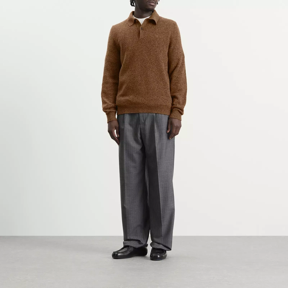 Jil Sander Men's Wool Cashmere Polo in Cinnamon