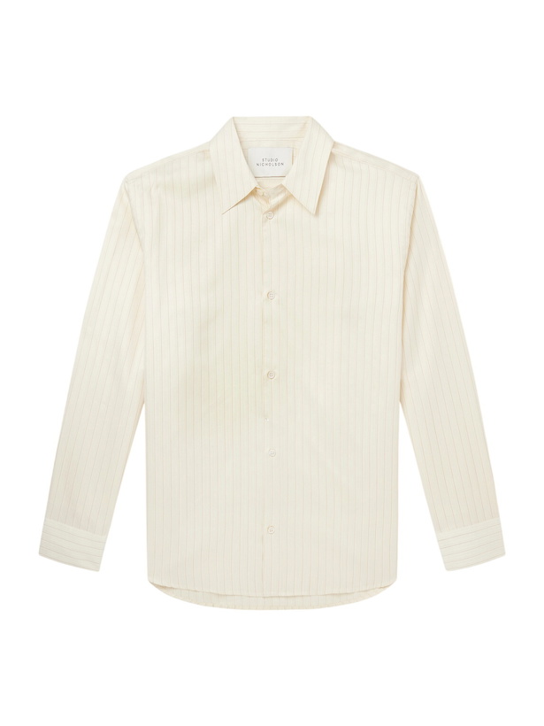Photo: Studio Nicholson - View Striped Silk and Cotton-Blend Shirt - Neutrals