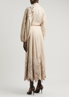 Zimmermann Wylie Embroidered Linen Midi Dress Cream
